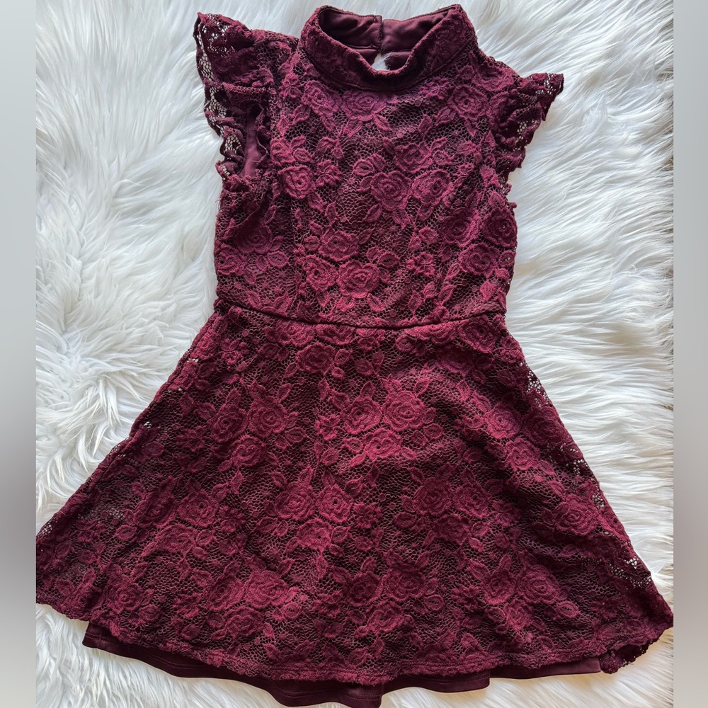 Zunie Elegant Burgundy Lace Kids Dress size S/7